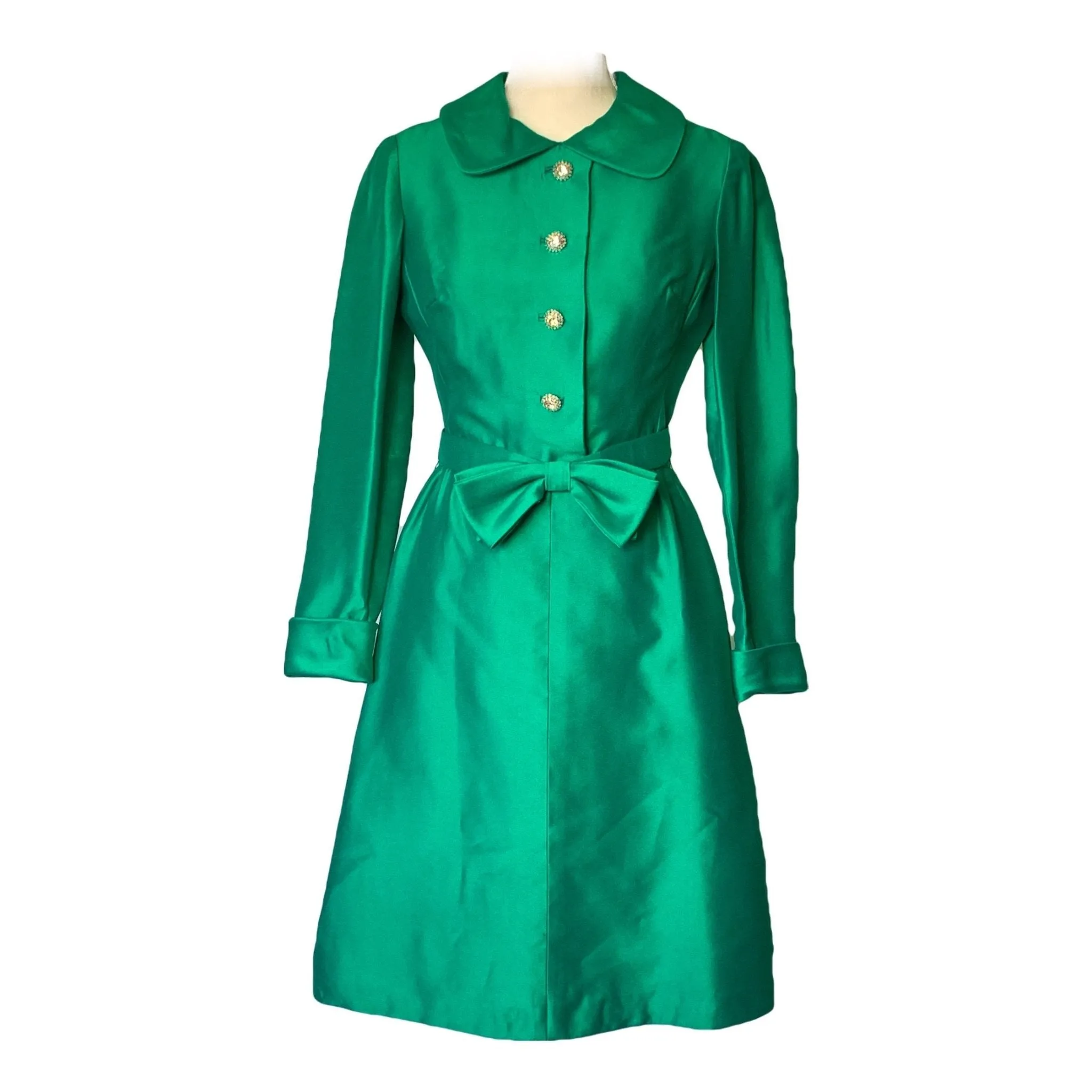 1960s Green A-line Dress by Rona. Perfect Formal Event Attire that is Sustainable Vintage Fashion.