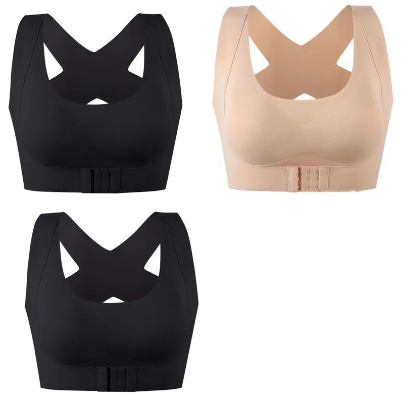 1pcs/2pcs/3pcs Women Bras For Women Push Up Bra Posture Corrector Bralette Front Closure Female Underwear Cross Back Tops