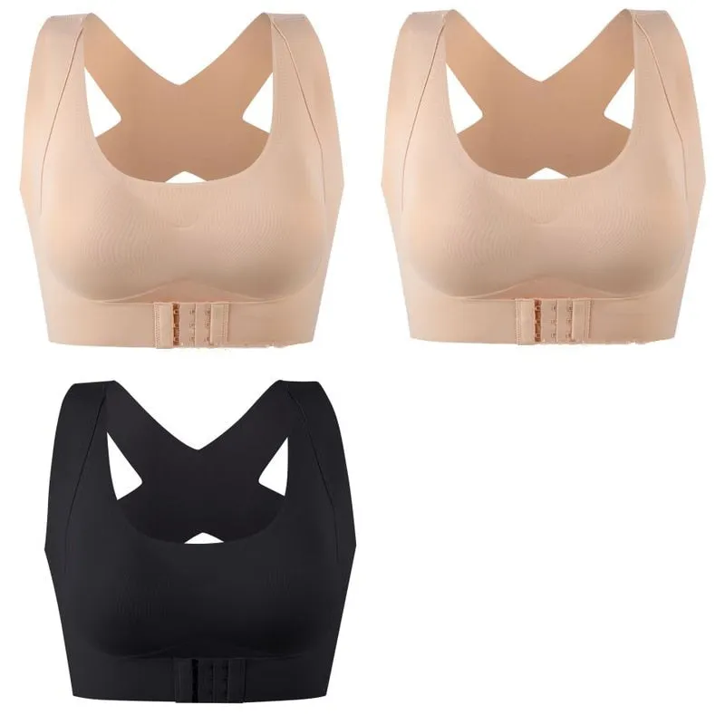 1pcs/2pcs/3pcs Women Bras For Women Push Up Bra Posture Corrector Bralette Front Closure Female Underwear Cross Back Tops