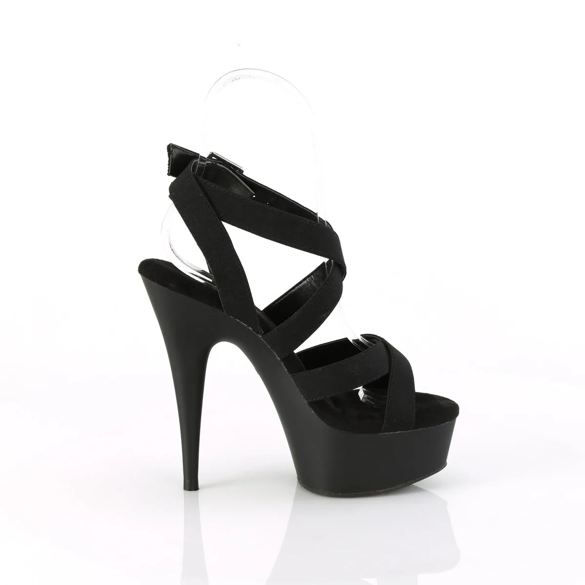 6 Inch Heel DELIGHT-638 Black Elastic Band