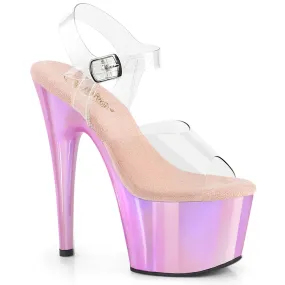 7 Inch Heel ADORE-708LQ Clear Liquid Baby Pink Holo