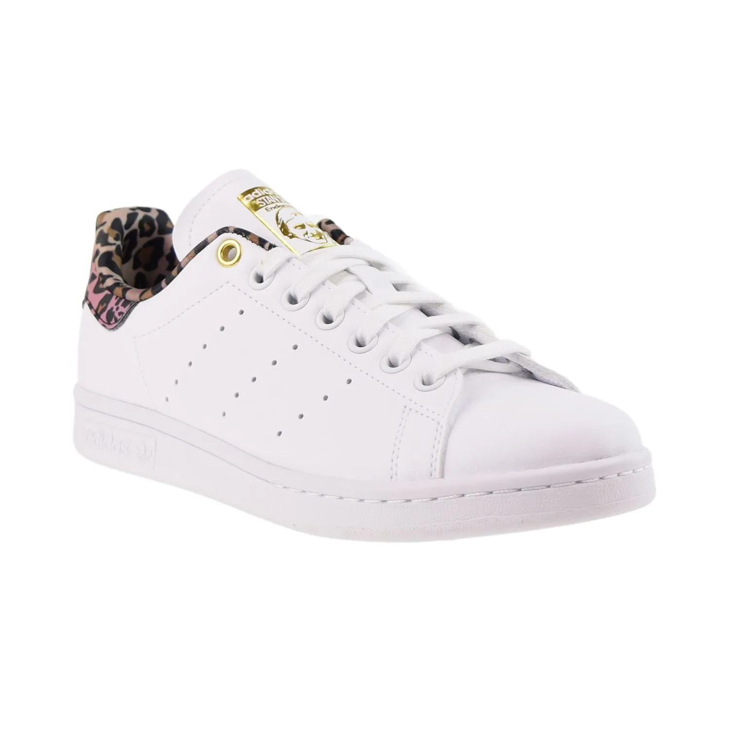 Adidas Womens Stan Smith Sneakers - Cloud White with Wild Brown and Gold Metallic Accents