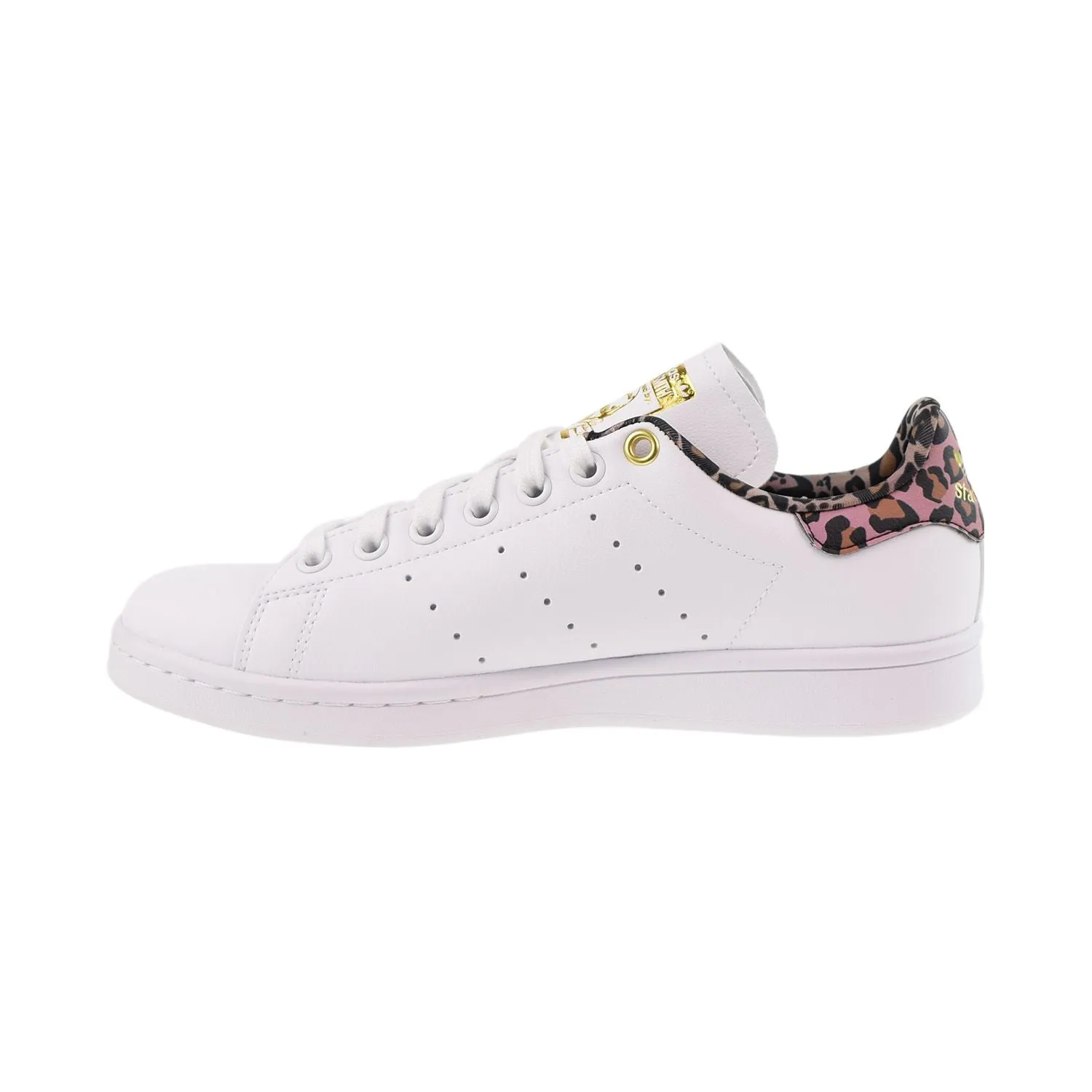 Adidas Womens Stan Smith Sneakers - Cloud White with Wild Brown and Gold Metallic Accents