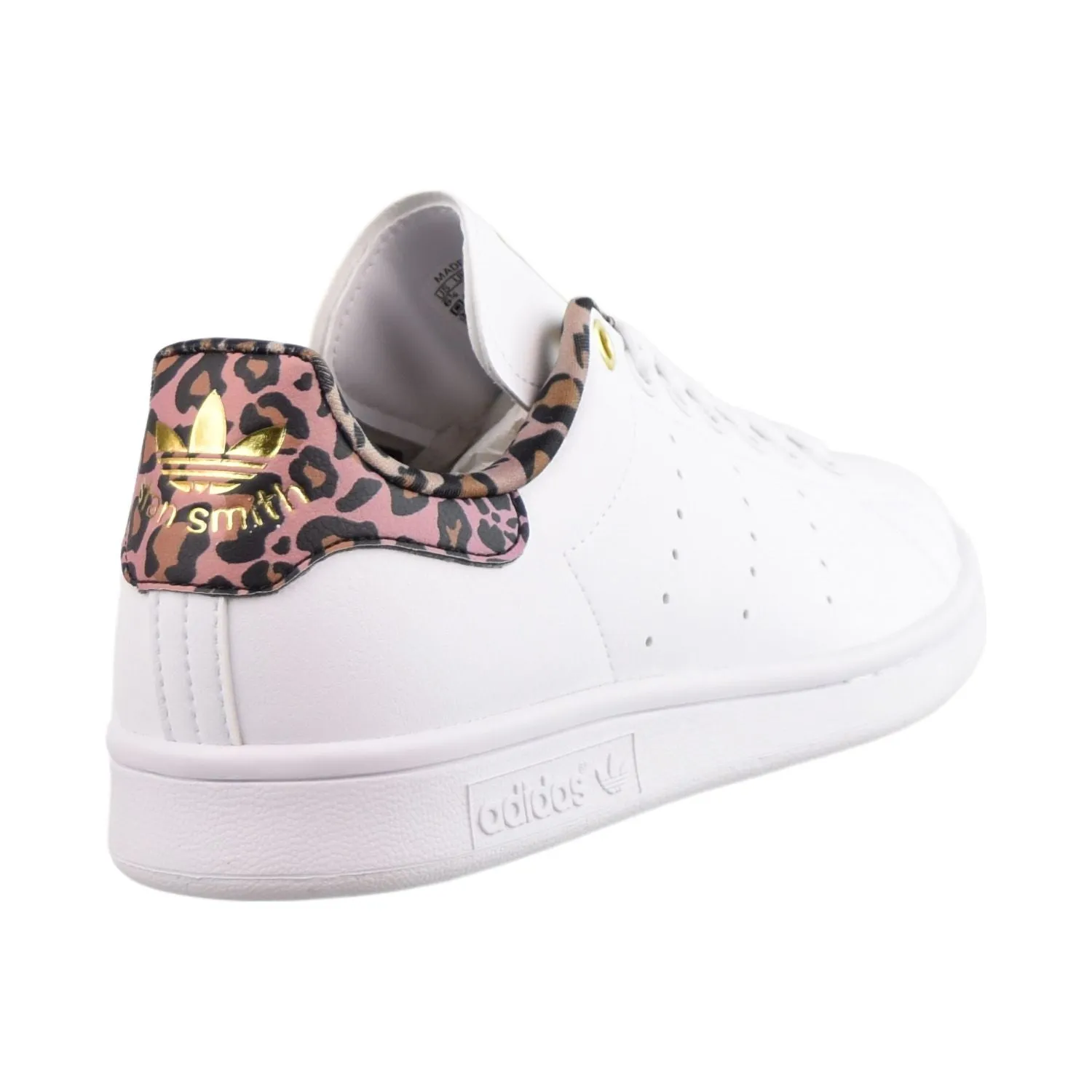 Adidas Womens Stan Smith Sneakers - Cloud White with Wild Brown and Gold Metallic Accents