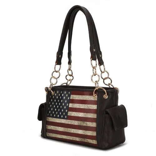 Alaina Vegan Leather Women’s Flag Shoulder Bag