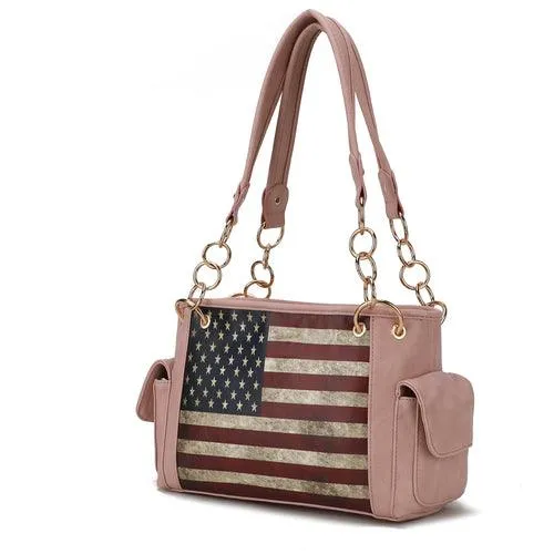 Alaina Vegan Leather Women’s Flag Shoulder Bag