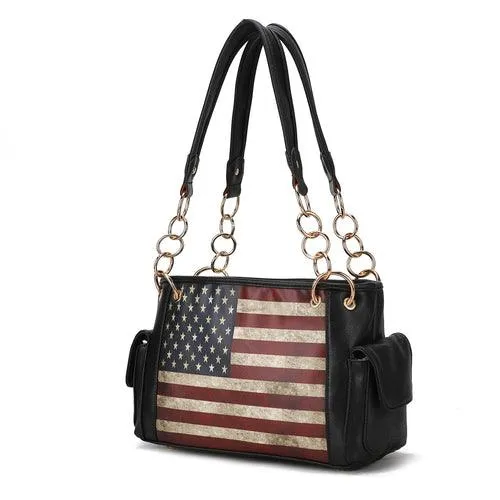 Alaina Vegan Leather Women’s Flag Shoulder Bag