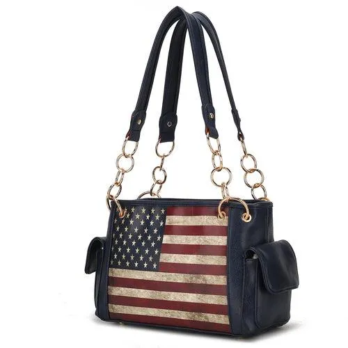 Alaina Vegan Leather Women’s Flag Shoulder Bag