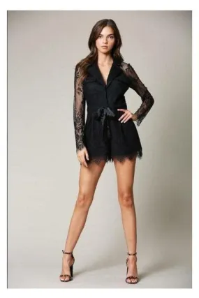 Alivia- Black Lace Romper