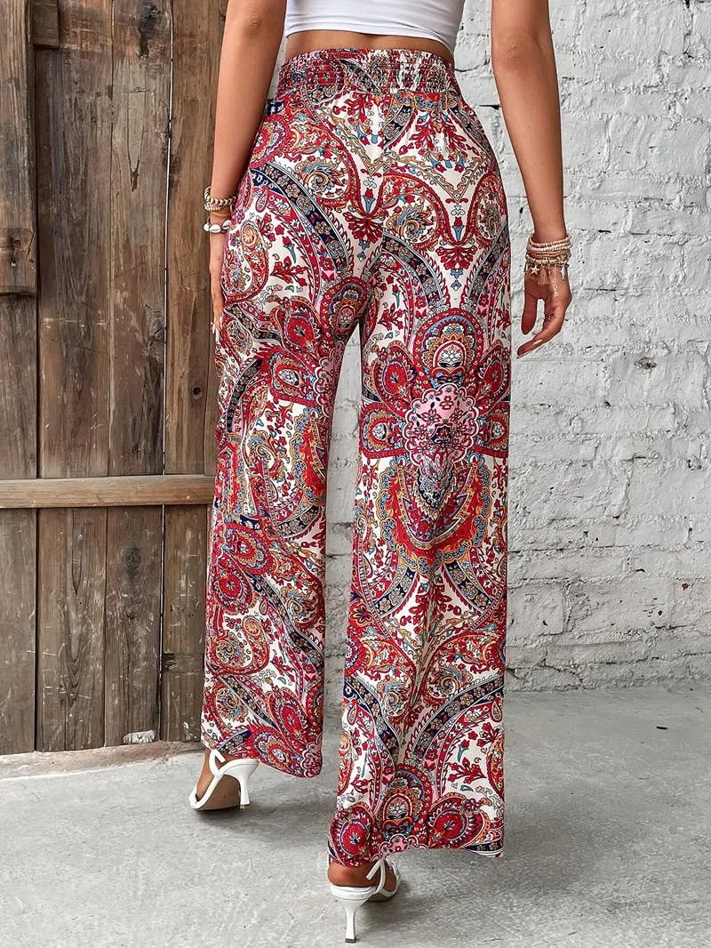 ALL-IN-ONE PRINTED ELASTIC-WAISTED WIDE-LEG PANTS_CWBLP0723