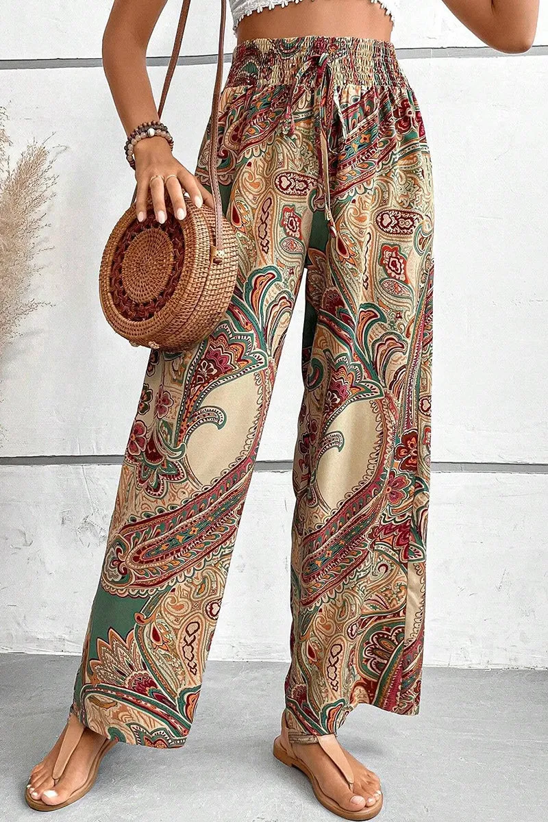 ALL-IN-ONE PRINTED ELASTIC-WAISTED WIDE-LEG PANTS_CWBLP0723