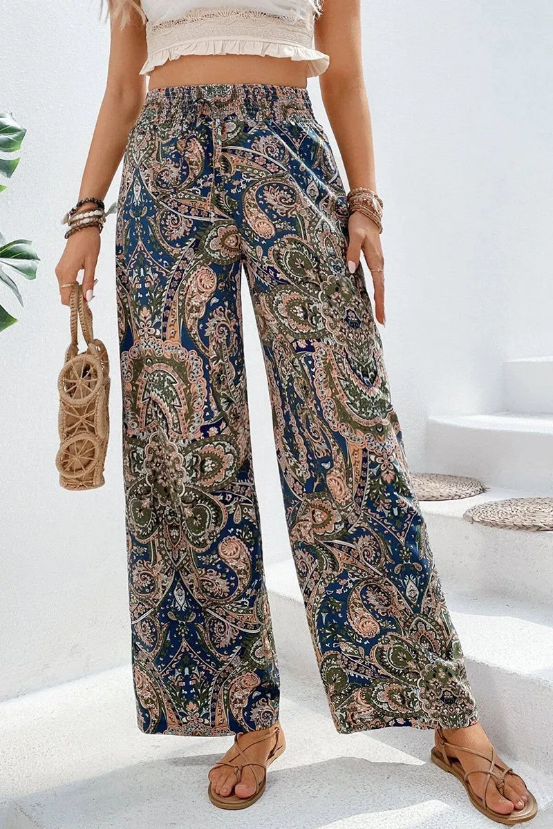 ALL-IN-ONE PRINTED ELASTIC-WAISTED WIDE-LEG PANTS_CWBLP0723