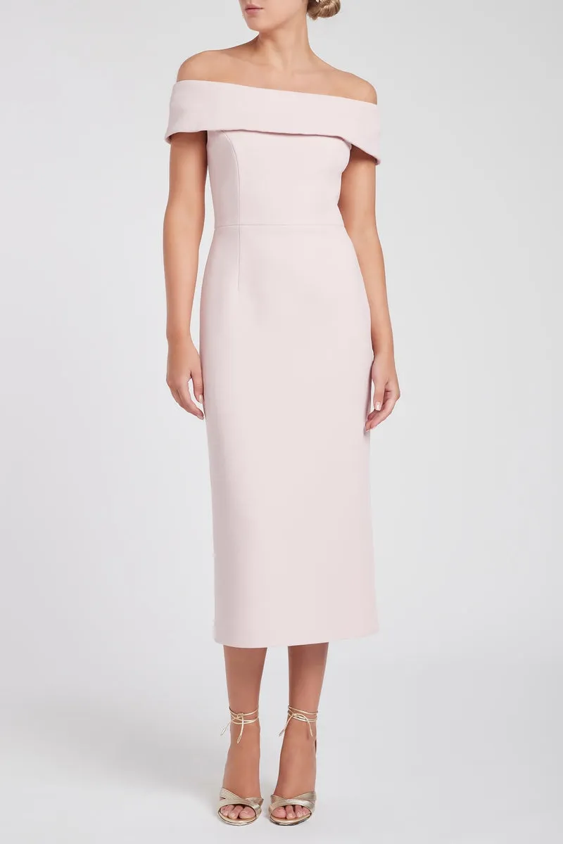 Amore Off Shoulder Midi Dress Pink