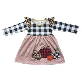 Autumn Pumpkin Leopard Western Twirly Dress