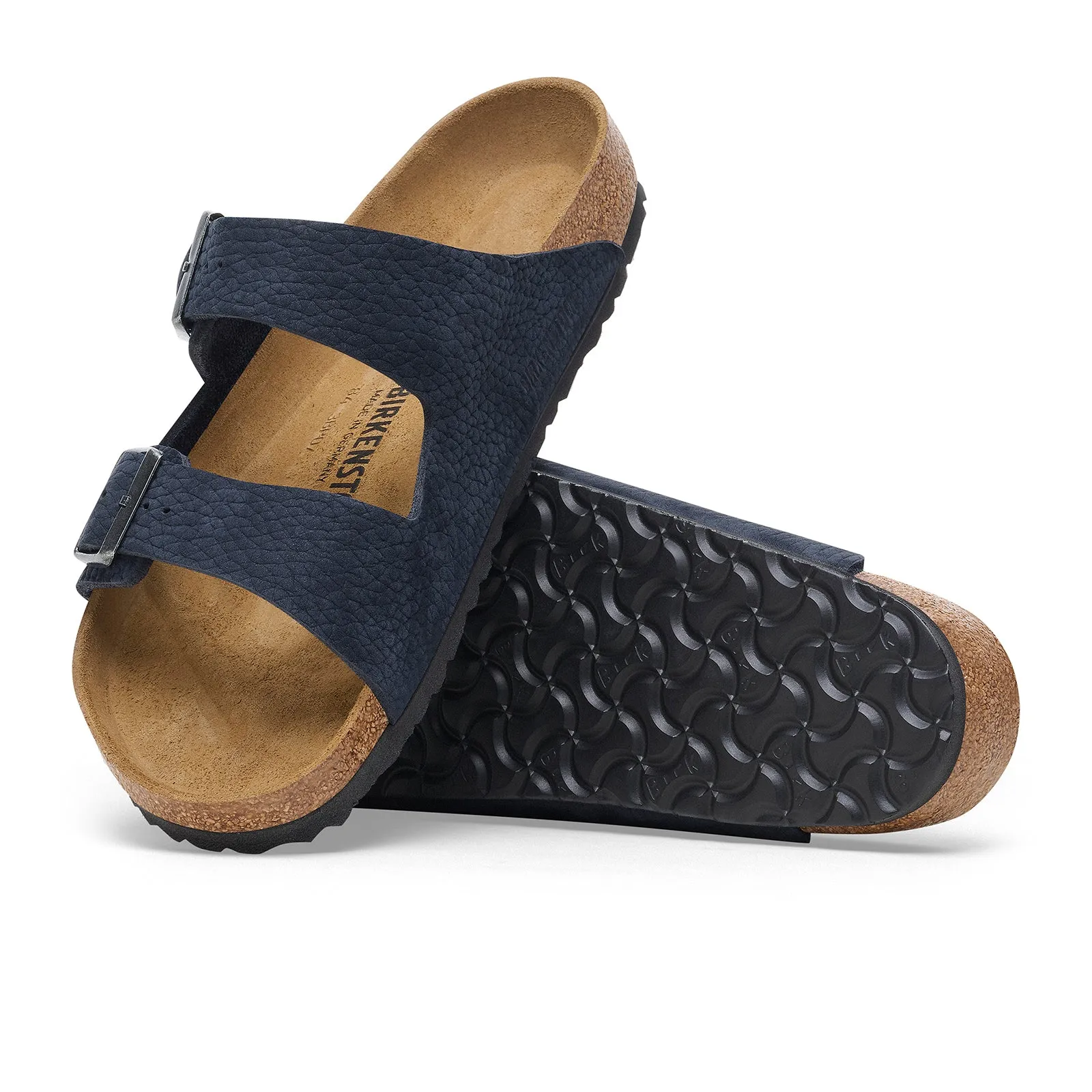 Birkenstock Arizona Slide Sandal (Men) - Desert Buck Midnight Nubuck