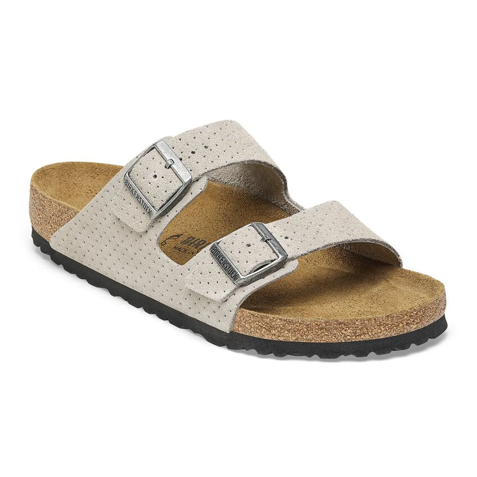 Birkenstock Arizona Slide Sandal (Men) - Dotted Stone Coin Suede