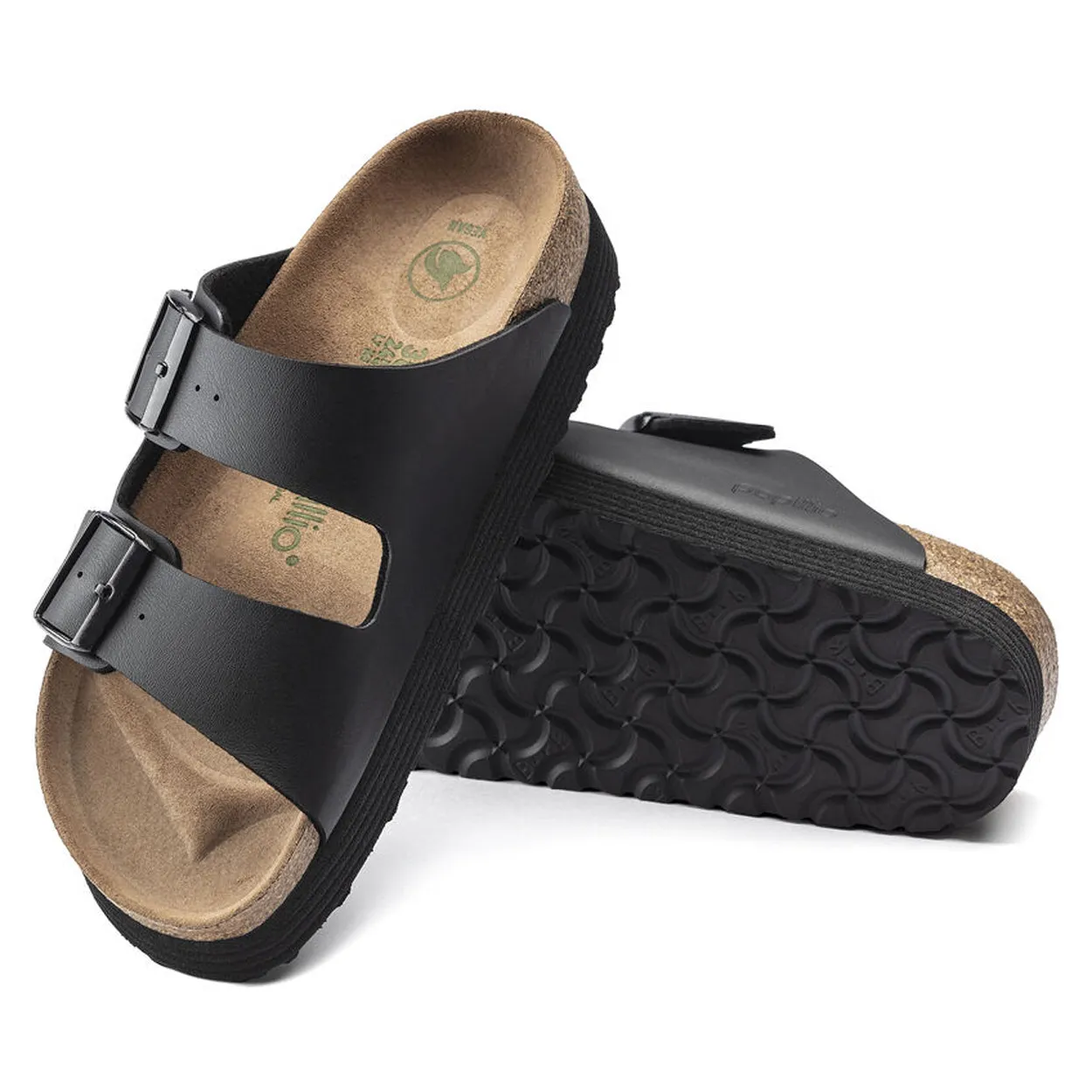 Birkenstock Women's Arizona Platform Vegan Birko-Flor (Black - Narrow Fit)