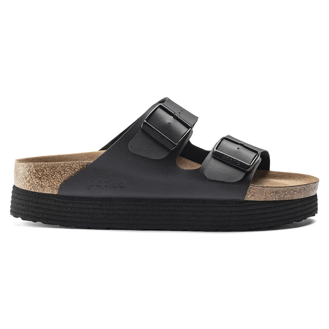 Birkenstock Women's Arizona Platform Vegan Birko-Flor (Black - Narrow Fit)