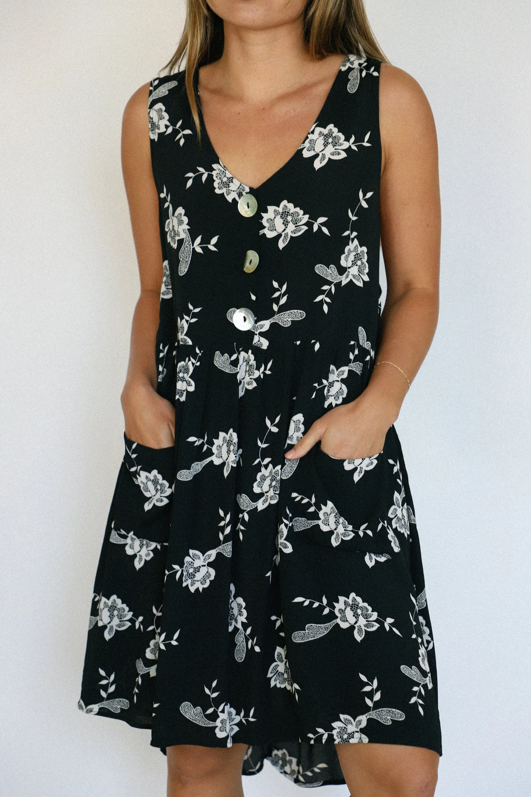 Black Floral Mini Dress