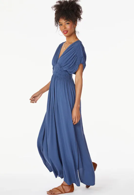 Bobi - Shirred Maxi Dress Coast