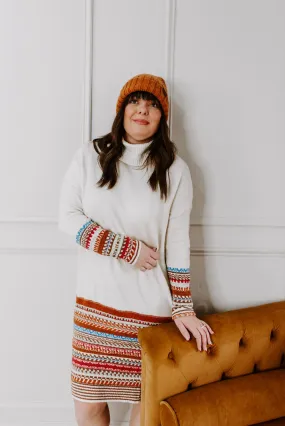 Boho-Me Down Turtleneck Knit Dress