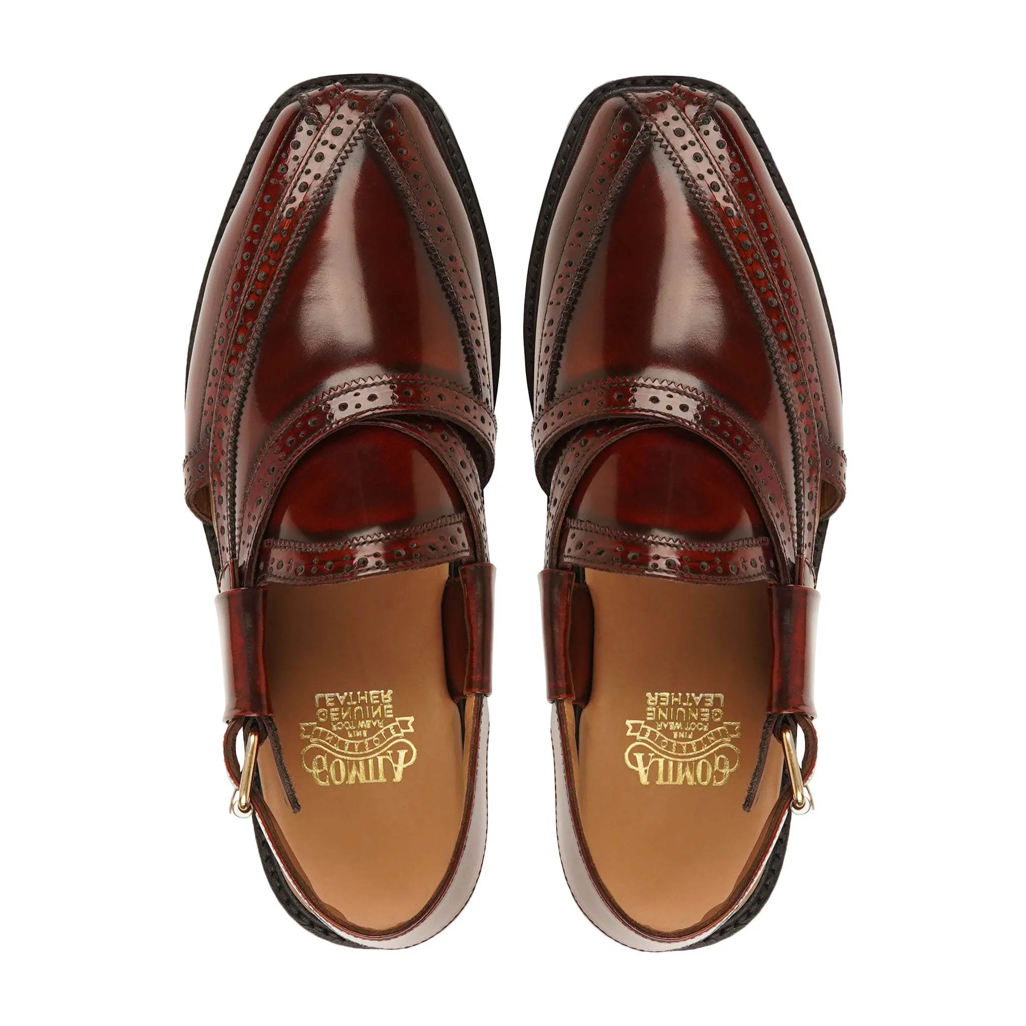 BROOKLYN - OXBLOOD BOX LEATHER HIGH SHINE SANDAL