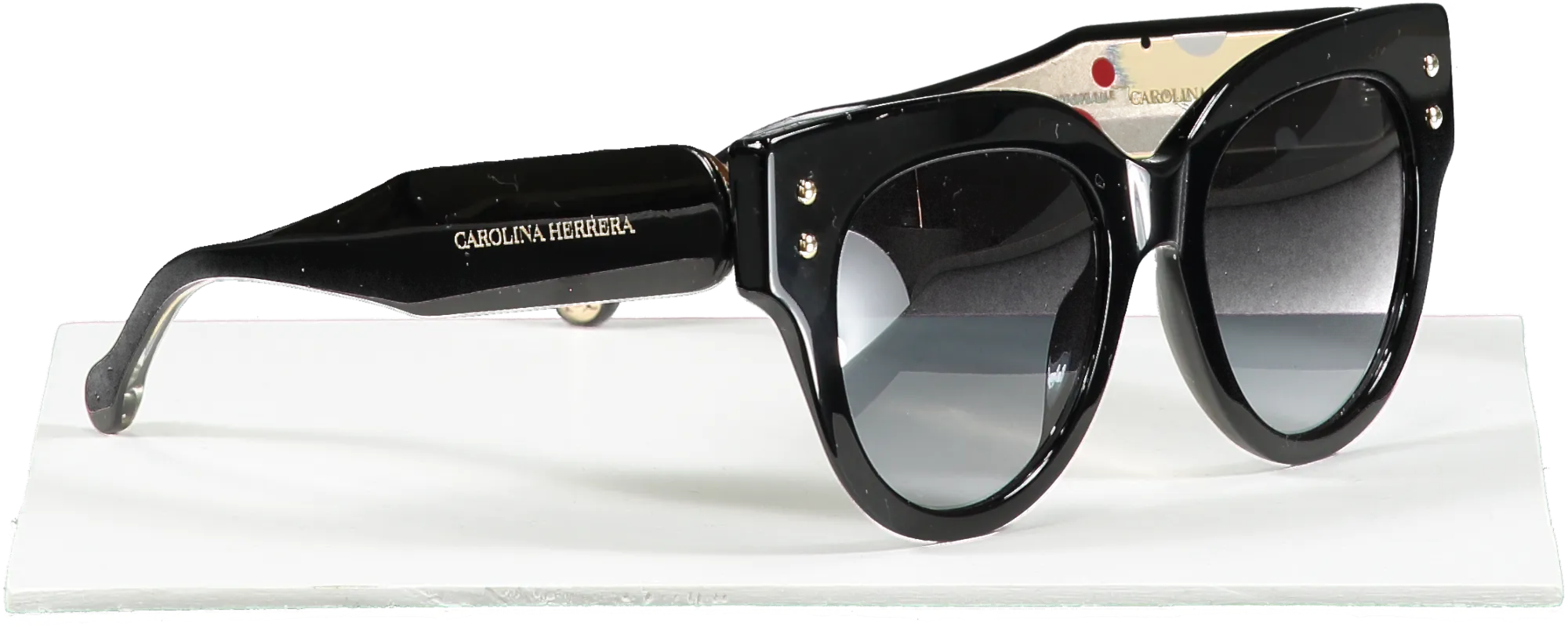 Carolina Herrera Ch008s Black Shiny Cat Eye Sunglasses