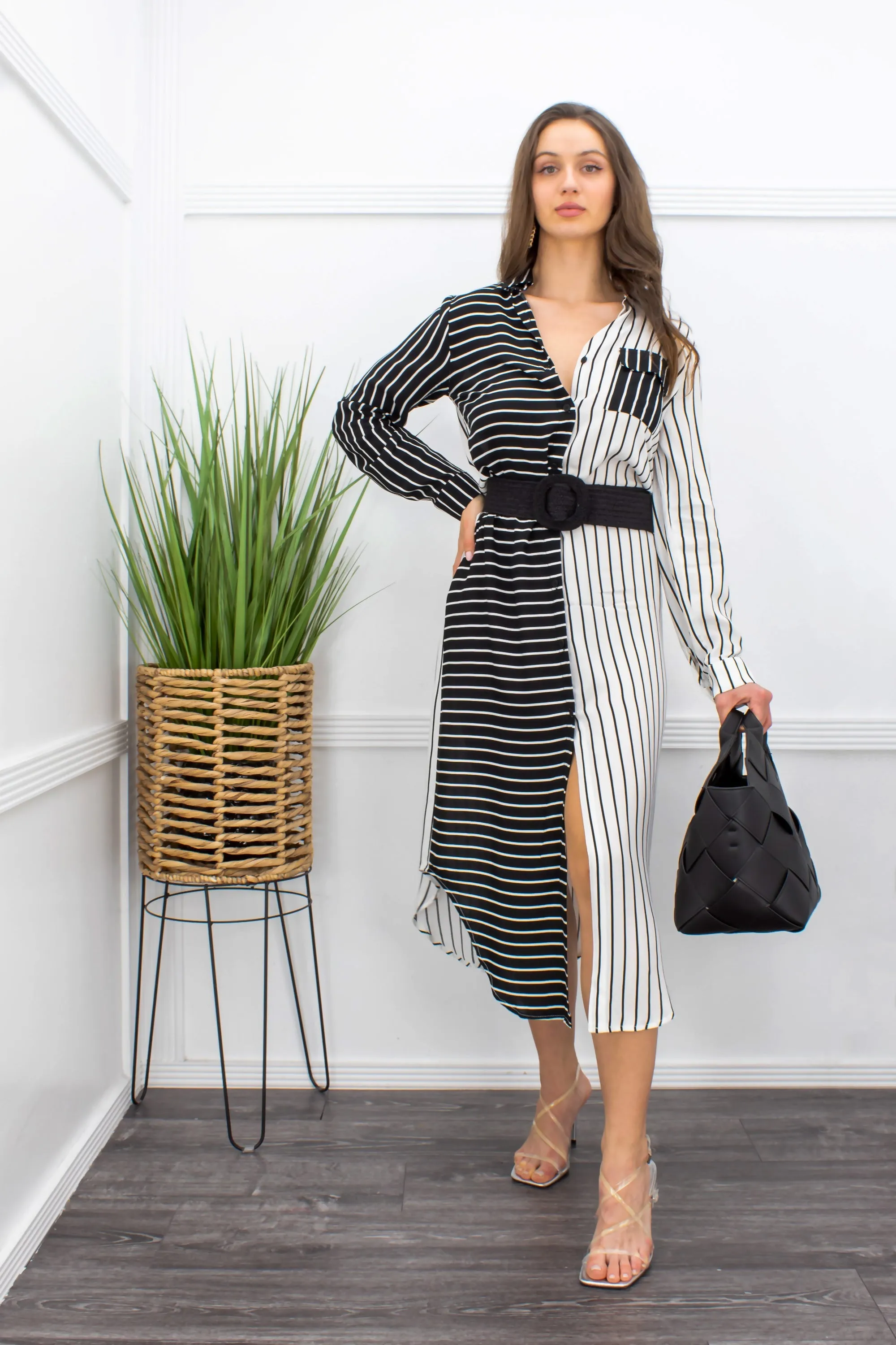 Chiffon Long Sleeve Midi Dress