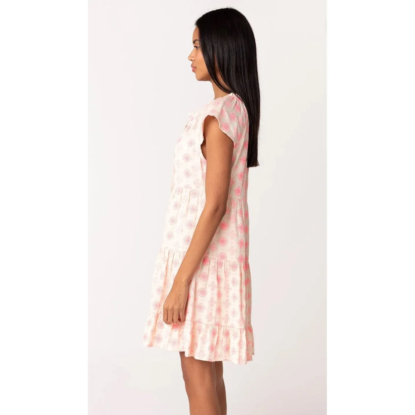 Delaney Pink Cream Printed Lovestitch Mini Dress