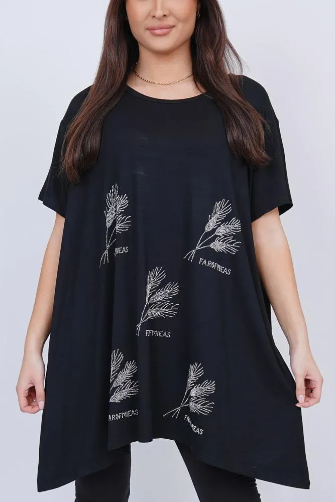 Diamante Leaves Pattern Top