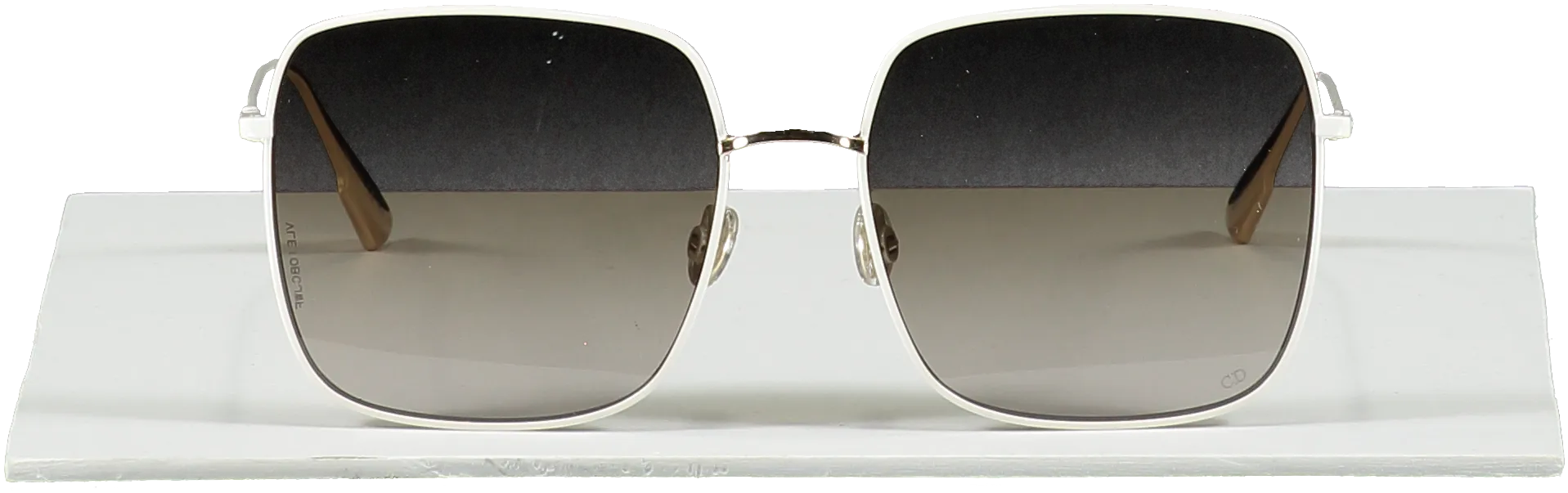 Dior White / Gold Diorstellaire1 Square Metal Sunglasses