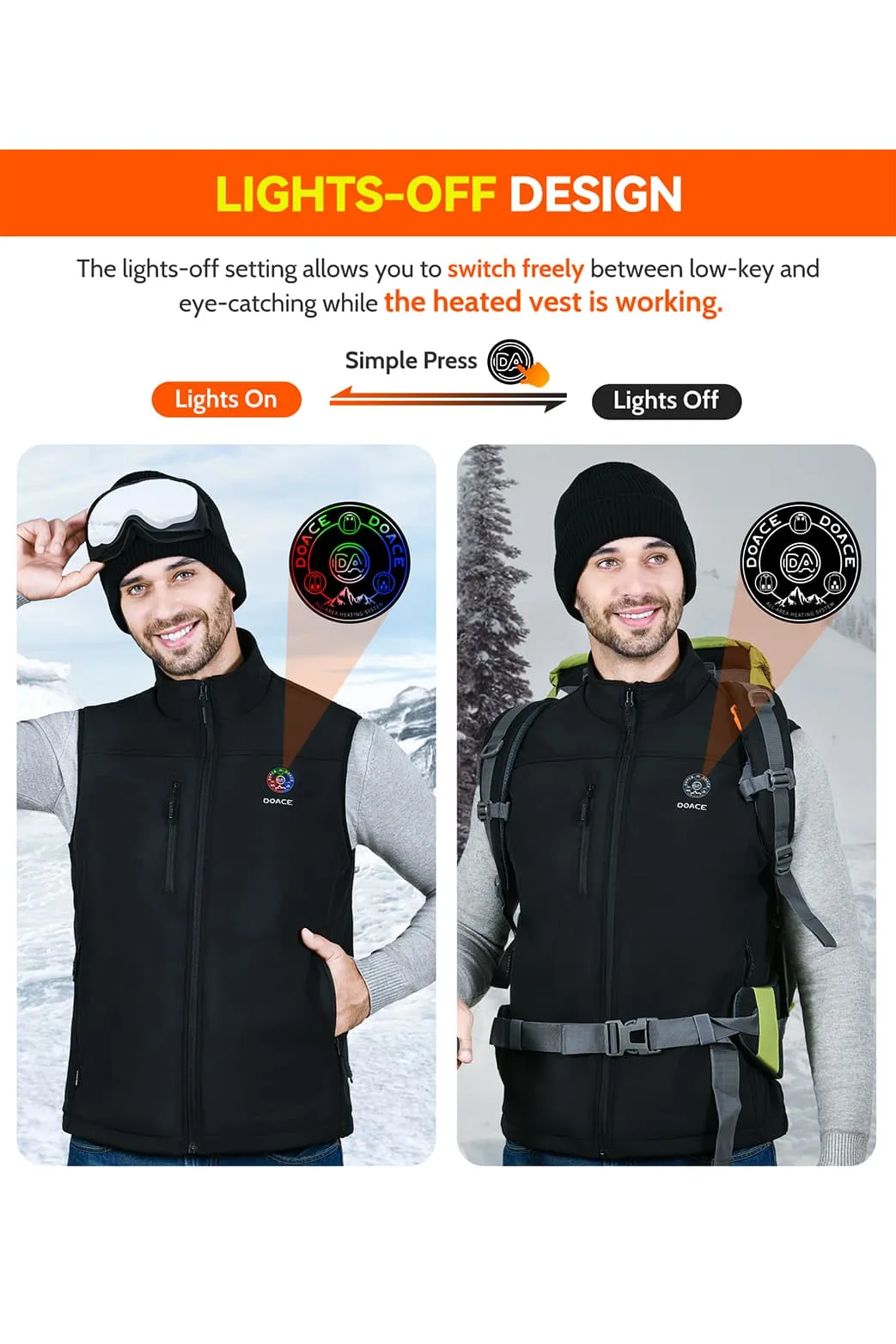 DOACE Wear  Heated Vest for Men & Women with APP Control(Battery Included)