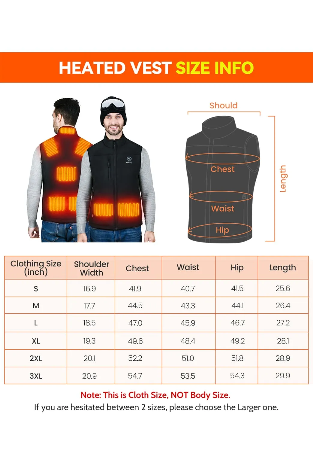 DOACE Wear  Heated Vest for Men & Women with APP Control(Battery Included)