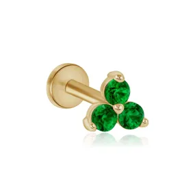 Emerald Trinity Cluster Flat Back Stud