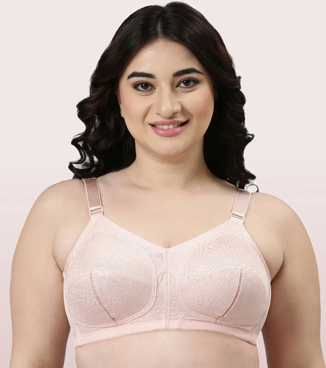 Enamor Body Transform F096 Ultimate Curve Support Bra for Women- Full Coverage, Non Padded and Wirefree - Pearl