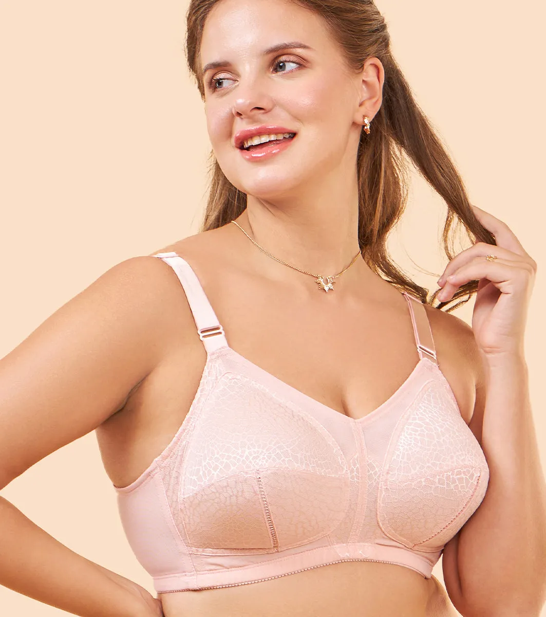 Enamor Body Transform F096 Ultimate Curve Support Bra for Women- Full Coverage, Non Padded and Wirefree - Pearl