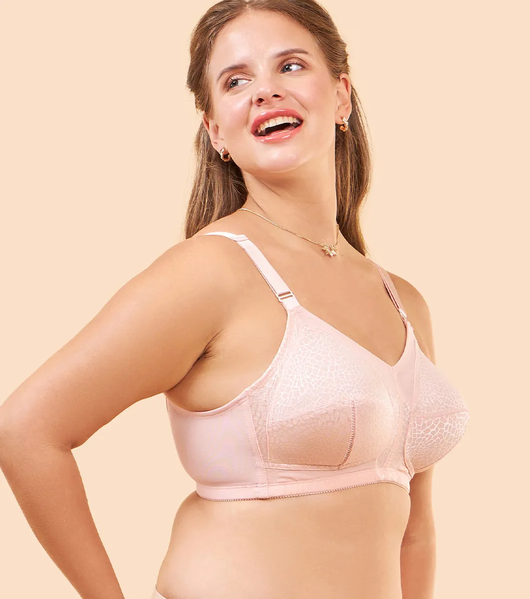 Enamor Body Transform F096 Ultimate Curve Support Bra for Women- Full Coverage, Non Padded and Wirefree - Pearl