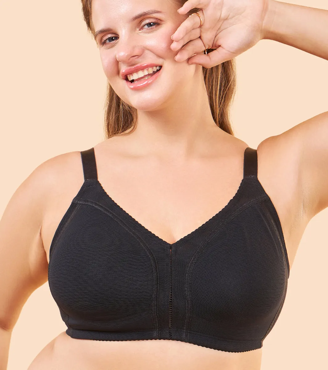 Enamor Body Transform F097 Smooth Contour Lift Bra for Women- Full Coverage, Non Padded and Wirefree - Black