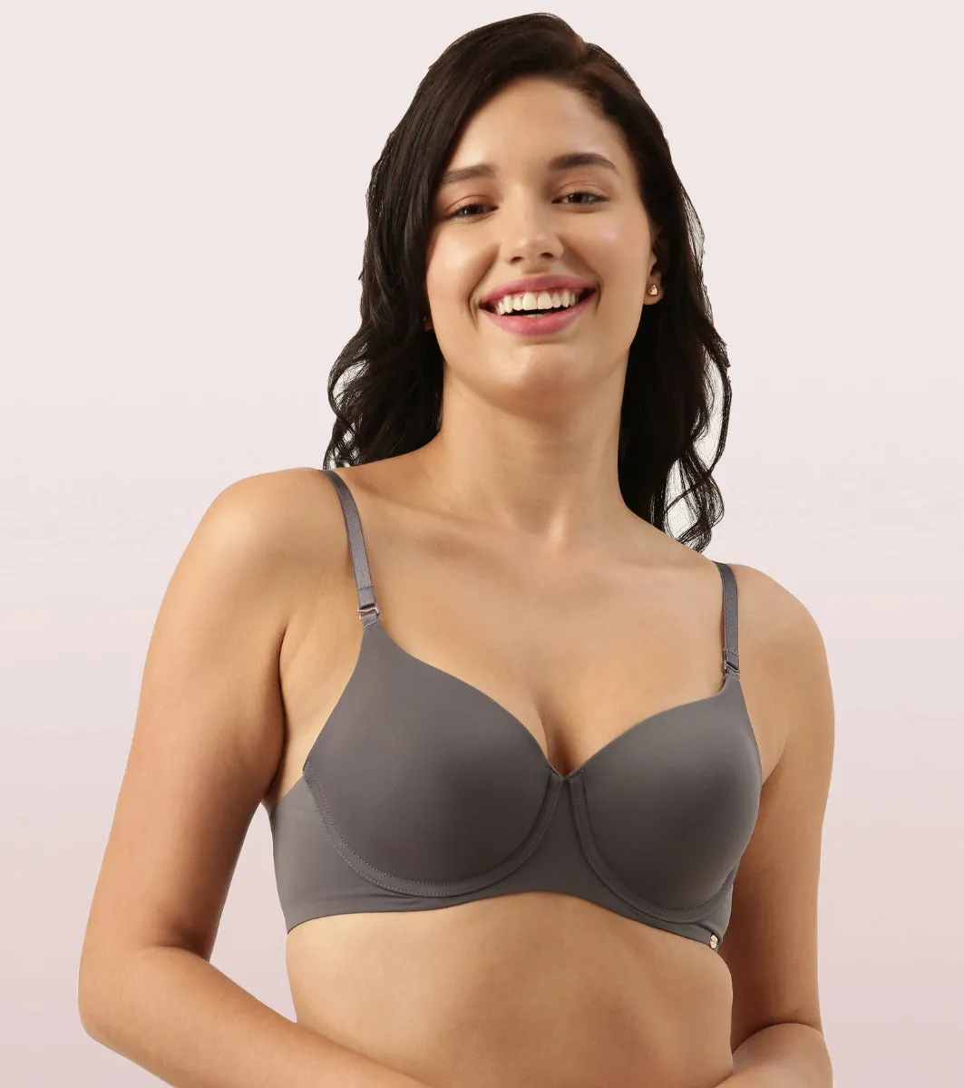 Enamor Dope Dye F057 Eco-Friendly T-shirt Bra for Women with Crush-Proof Cups- High Coverage, Padded And Wired - Honey Beige