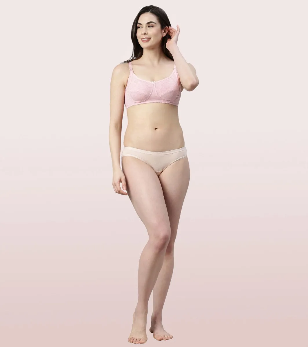 Enamor Eco-Melange MT02 Sectioned Lift and Support Cotton Nursing Bra for Women- High Coverage, Non Padded and Wirefree - Orchid Melange