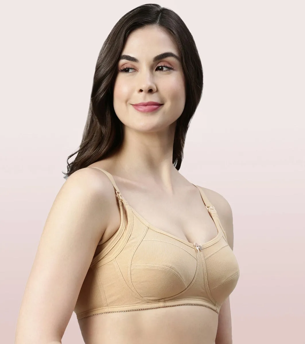 Enamor Eco-Melange MT02 Sectioned Lift and Support Cotton Nursing Bra for Women- High Coverage, Non Padded and Wirefree - Skin