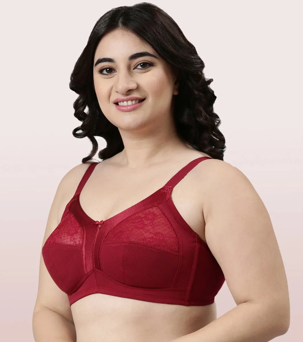 Enamor Fab-Cool A014 Super Contouring M-frame Full Support  Cotton Bra for Women- Full Coverage, Non Padded and Wirefree - Masai