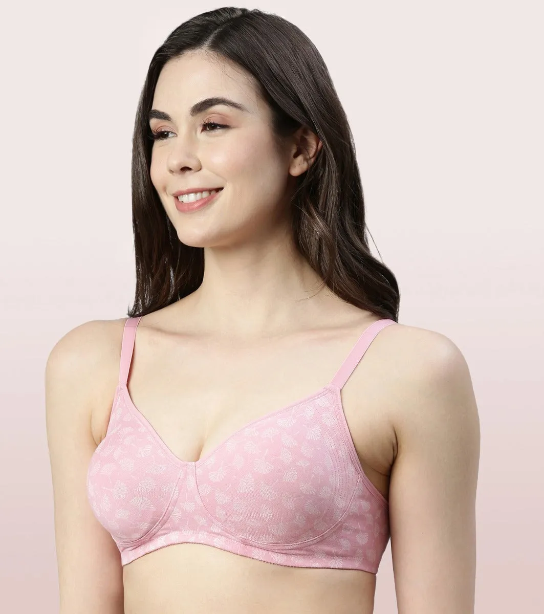 Enamor Fab-Cool A042 Side Support Shaper  Stretch Cotton Everyday Bra for Women- High Coverage, Non Padded and Wirefree - Ginkoscattered Print