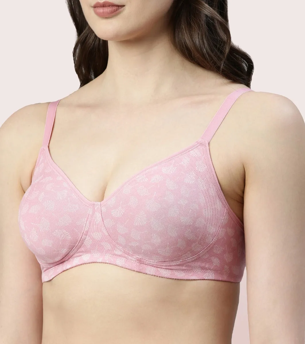 Enamor Fab-Cool A042 Side Support Shaper  Stretch Cotton Everyday Bra for Women- High Coverage, Non Padded and Wirefree - Ginkoscattered Print