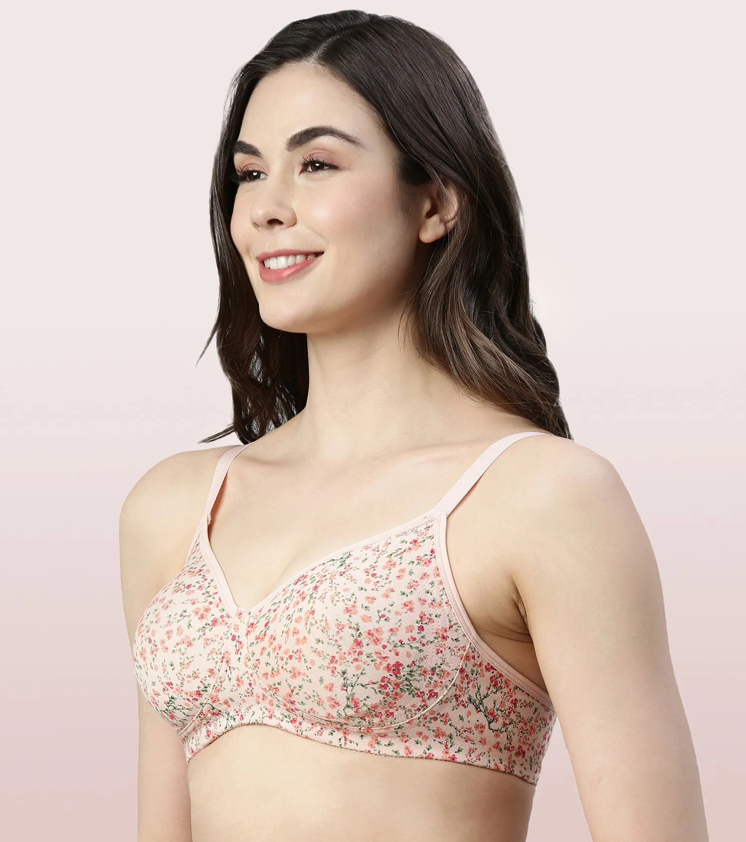 Enamor Fab-Cool A042 Side Support Shaper  Stretch Cotton Everyday Bra for Women- High Coverage, Non Padded and Wirefree - Revello Print