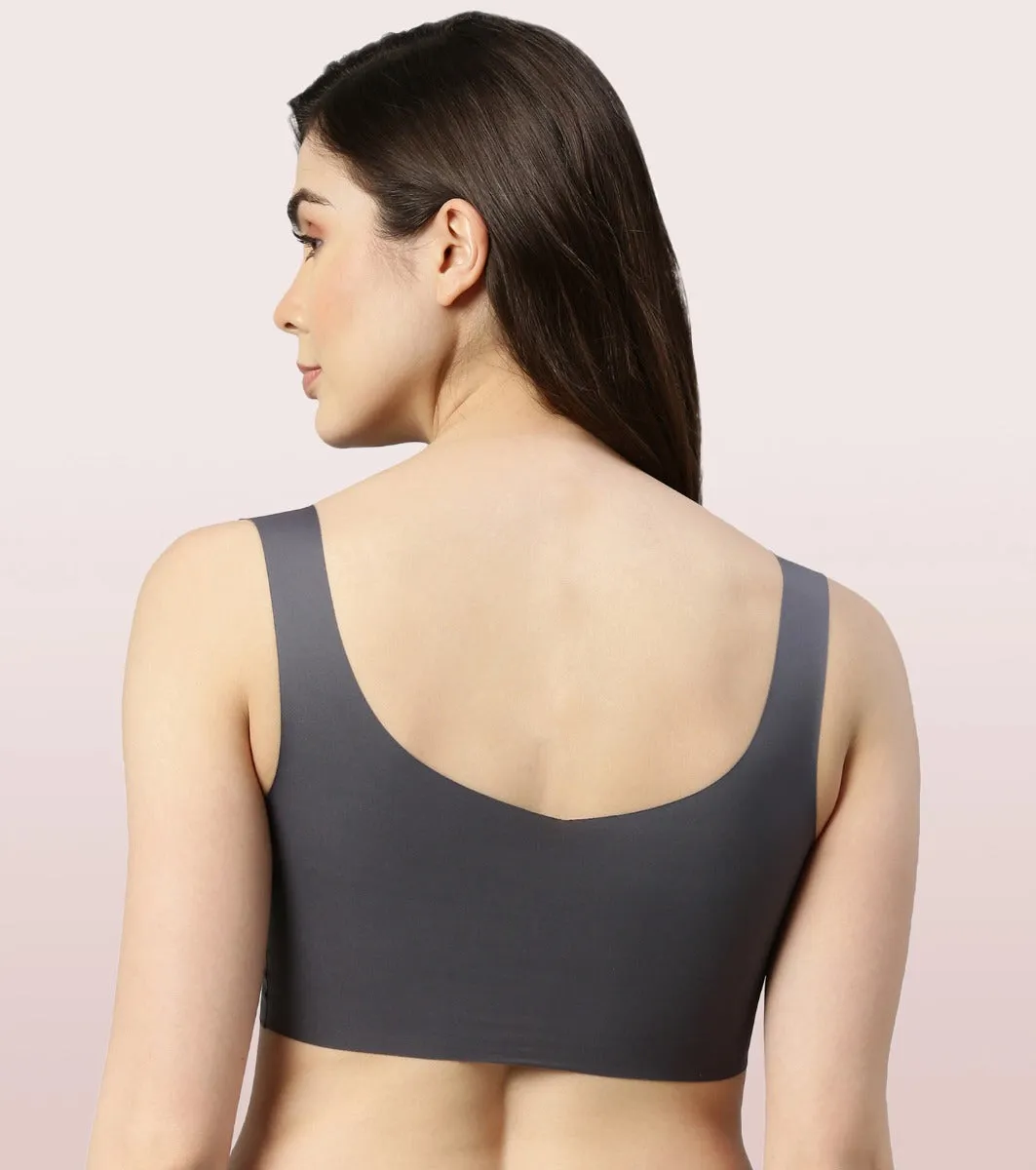 Enamor InvisiBra F070 Ultra Smooth Freedom Bra for Women- Padded Wirefree and Full Coverage - Ink Grey