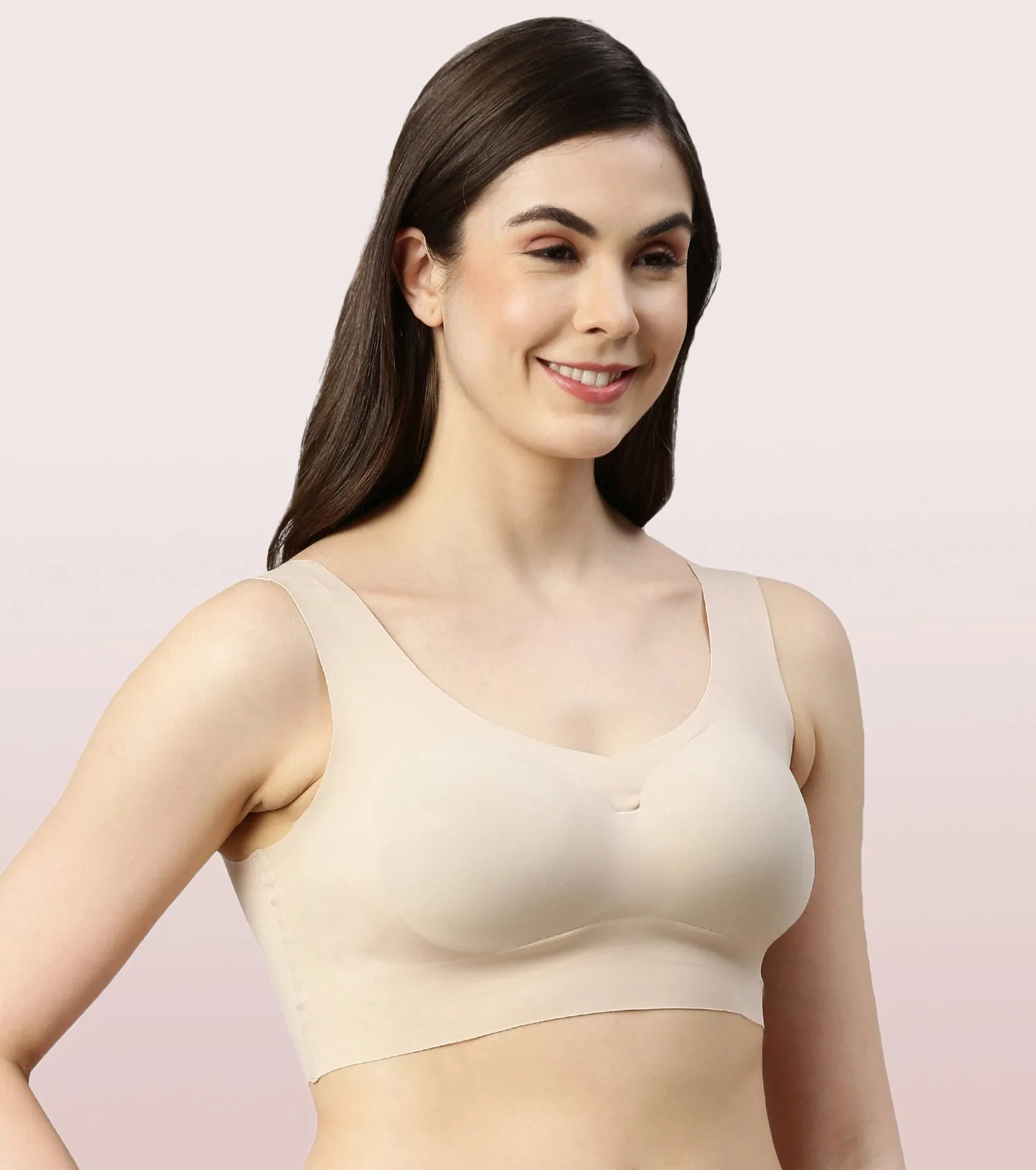 Enamor InvisiBra F070 Ultra Smooth Freedom Bra for Women- Padded Wirefree and Full Coverage - Pale Skin