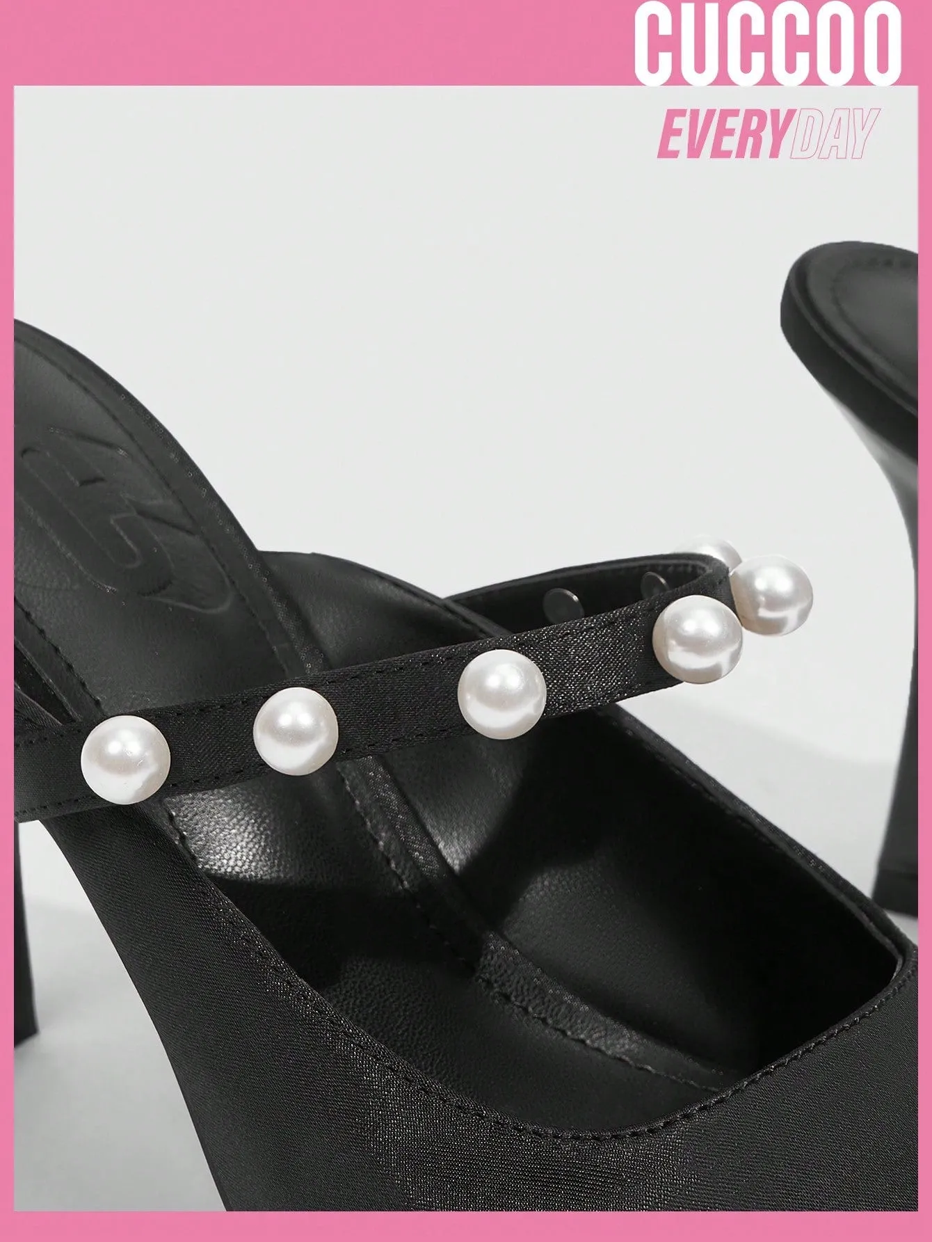 Fashionable Black Pearl Muller High Heel Shoes For Women For Spring And Summer