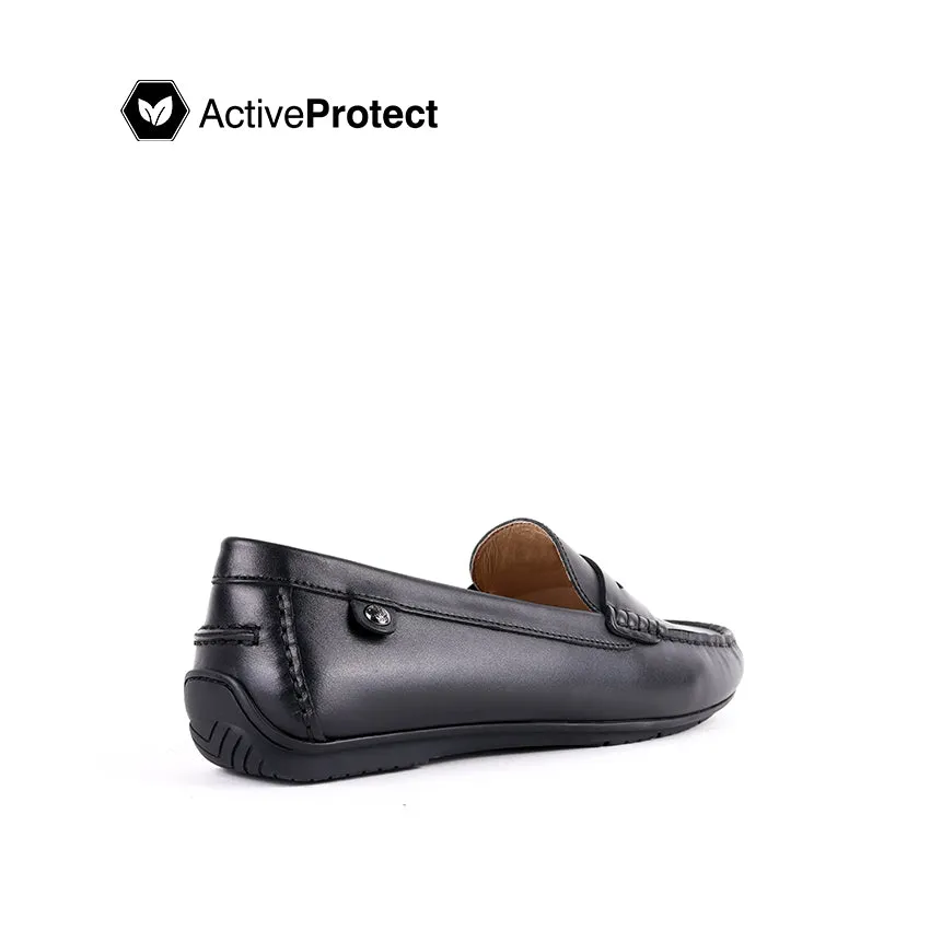 Fen Slip On Penny Women's Shoes - Black Leather