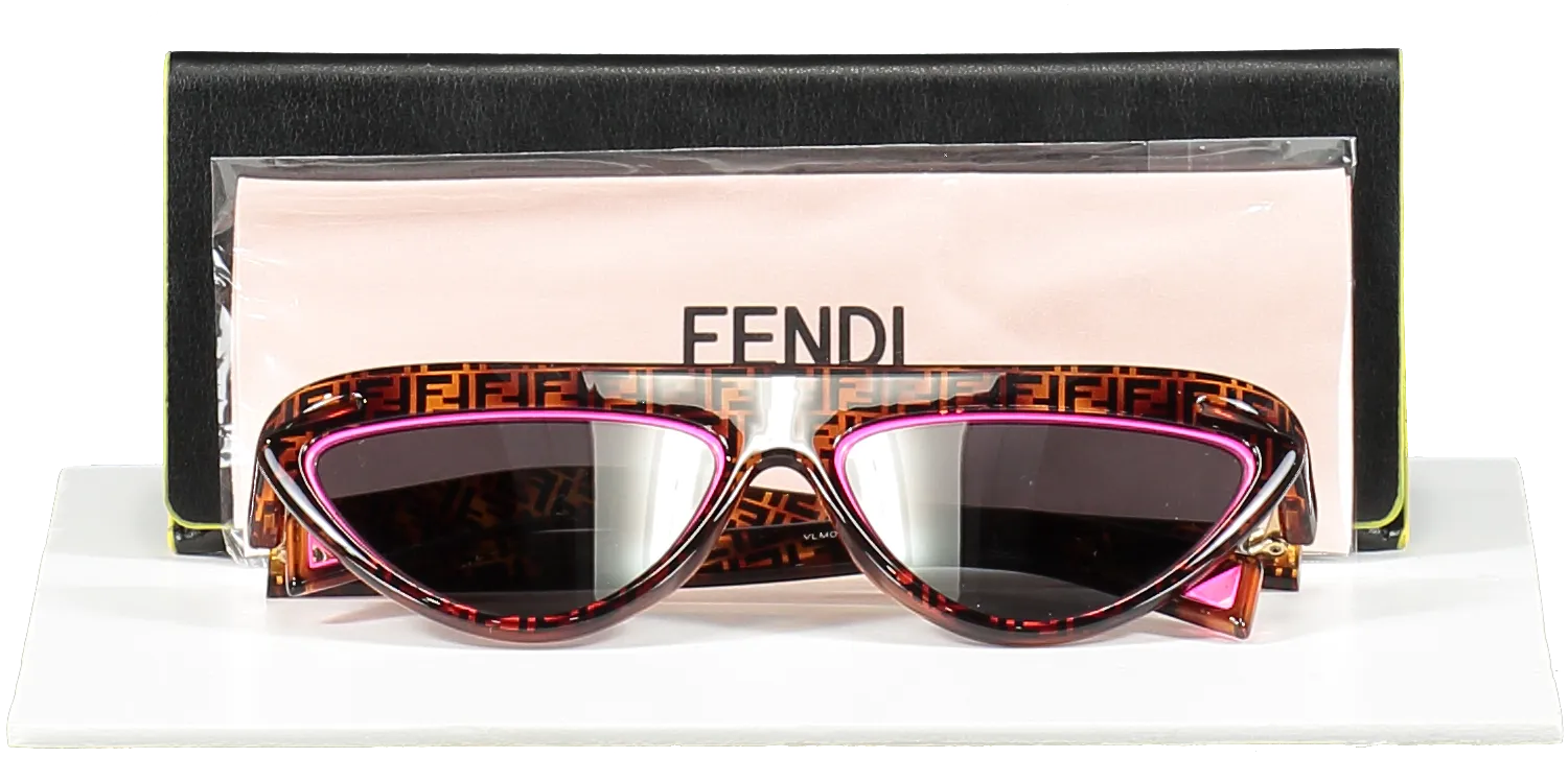 Fendi Brown / Pink Tortoise Ff Logo 0383/s 0t4ir Sunglasses in case